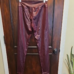 Burgundy Faux Leather Leggings